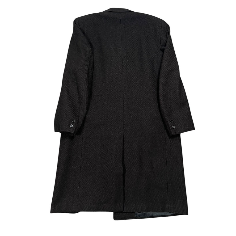 1960s Mannie Walker Overcoat Men 46R Black Wool Blend Long Trench Coast - Picture 2 of 7